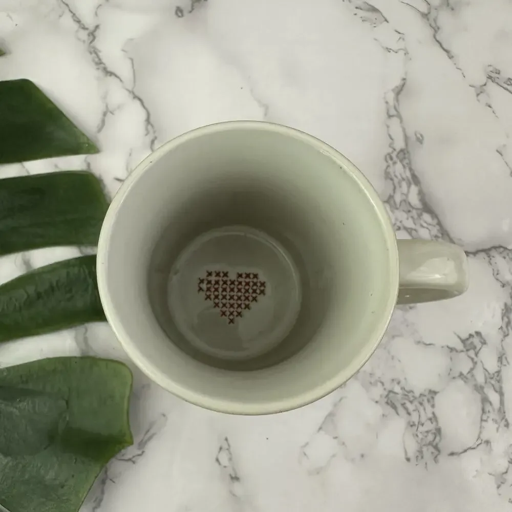 Hearth Hand Magnolia Target Love Coffee Mug White Red Cross Stitch Heart Cup